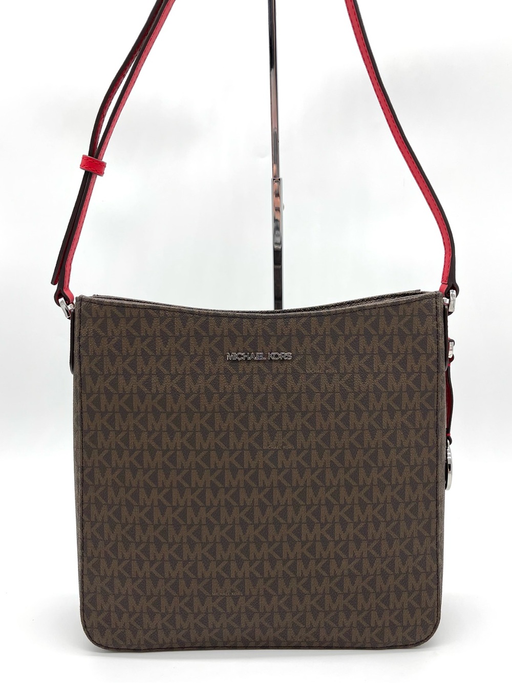Michael Kors Jet Set Travel Large  Messenger Brown MK Logo Crossbody Bag